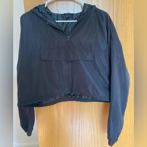 Forever 21 Cropped Drawstring Windbreaker Jacket, Size Medium